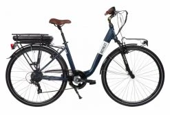 Vélo De Ville Électrique Mixte Bicyklet Claude Shimano Tourney 7V 500 Wh 700 Mm Bleu Nuit Mat Marron